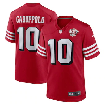 mens nike jimmy garoppolo red san francisco 49ers 75th anni